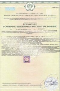 Приложение к санитарно-эпидемиологическому заключению