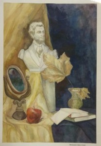 МАТЮЩЕНКО Софья - Натюрморт с гипсовым бюстом А.С. Пушкина